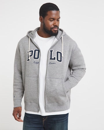 Polo Ralph Lauren Zip Through Logo Sweat - Dark Grey Marl