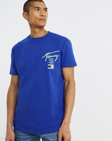 Tommy Jeans Short Sleeve Back Graphic City Signature T-Shirt - Bright Blue