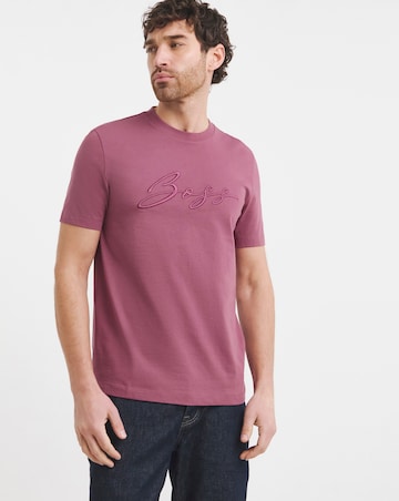 BOSS Short Sleeve Script Logo T-Shirt - Plum