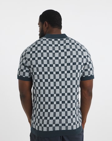 Jack & Jones Premium Alvin Pattern Knitted Polo - Navy