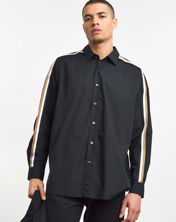 BOSS Contrast Sleeve Taped Black Shirt