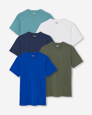 5 Pack Crew Neck T-Shirts Long - Multi