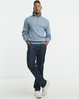 Tommy Hilfiger Cotton Cashmere 1/4 Zip Jumper - Blue