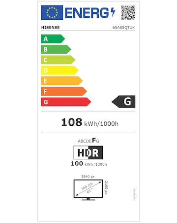 Hisense 65A85QTUK 65in OLED 4K Ultra HD HDR Smart TV