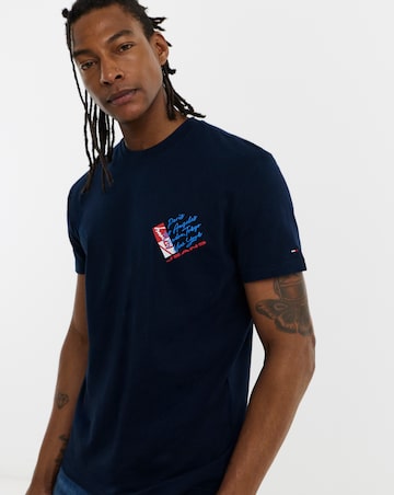 Tommy Jeans Short Sleeve Regular Signature Back Print T-Shirt - Navy