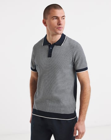 Geo Patterned Short Sleeve Knitted Polo