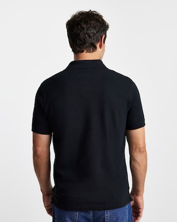 Barbour Tartan Trim Pique Polo - Black