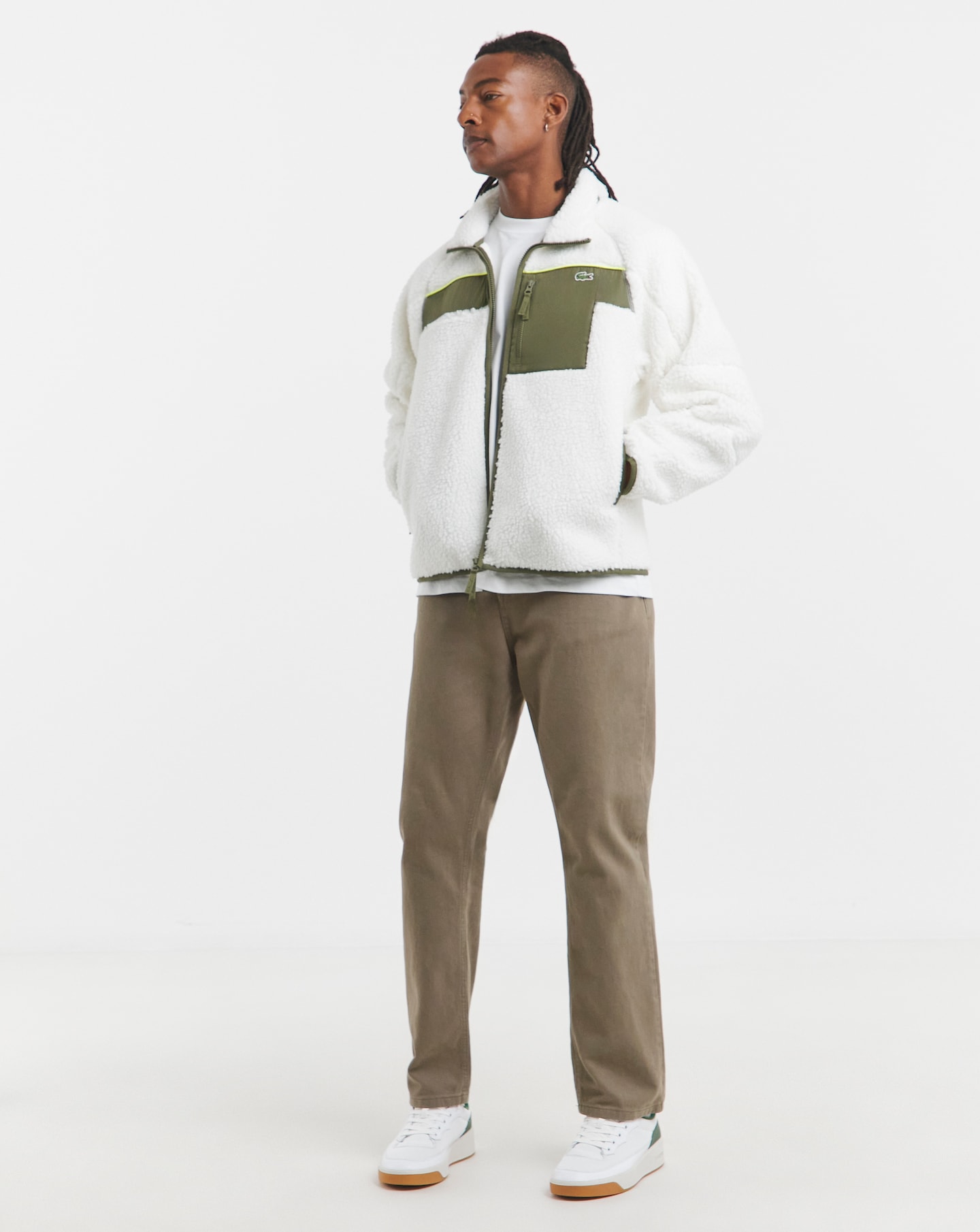 Lacoste Colourblock Fleece - White | Jacamo