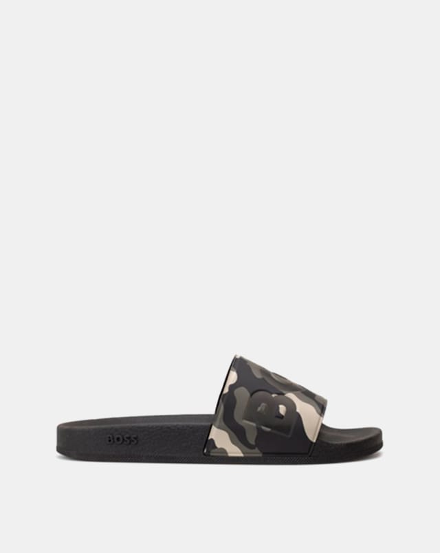 BOSS Camo Logo Sliders - Green