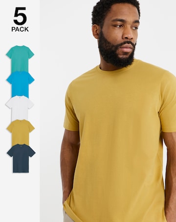 5 Pack Multi Crew Neck T-Shirts Long