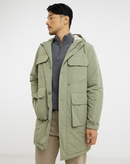 Khaki Shower Resistant Lightweight Padded Parka