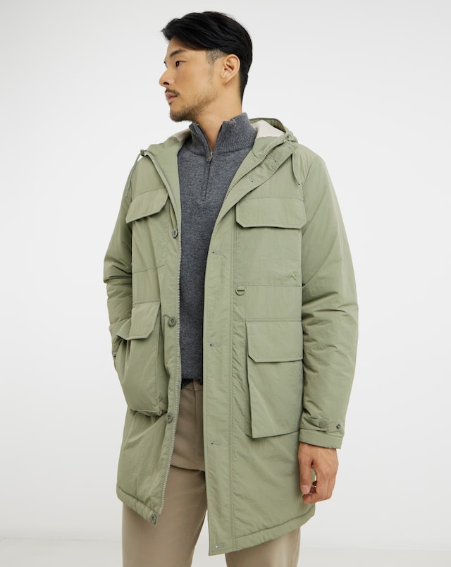 Khaki Shower Resistant Lightweight Padded Parka