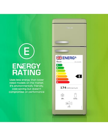 Swan SR11010GNE Retro 30/70 Top Mounted Fridge Freezer - Green