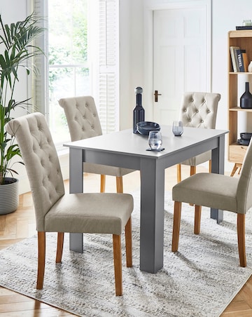 Dakota 4 Seater Dining Table with 4 Ava Button Back Chairs