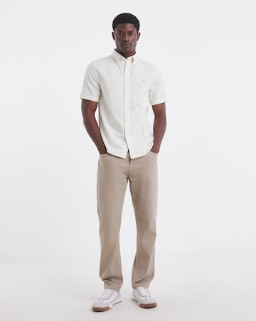 Tommy Hilfiger Short Sleeve Garment Dyed Oxford Shirt - White
