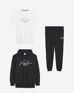 Jack  &amp; Jones Ferris Tracksuit and T-Shirt Triple Set - Black