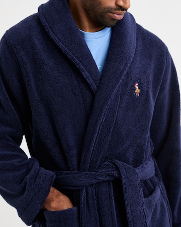 Polo Ralph Lauren Script Shawl Collar Robe - Navy