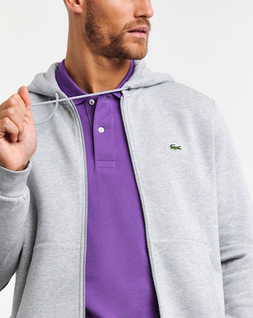 Lacoste Grey Classic Zip Through Hoodie