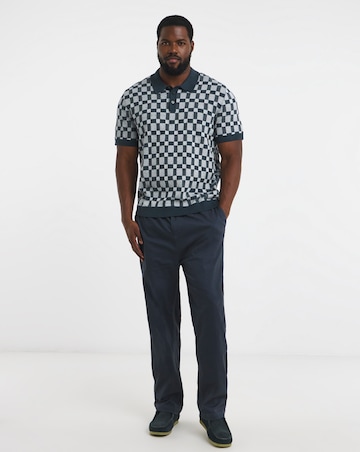Jack & Jones Premium Alvin Pattern Knitted Polo - Navy