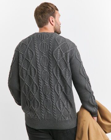 Wool Blend Grey Cable Knit Jumper