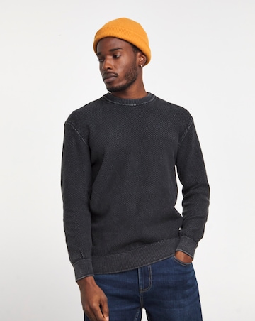 Grey Pigment Dyed Slouch Knitted Jumper