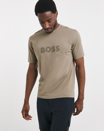 BOSS Short Sleeve Drop Needle Logo T-Shirt - Light Khaki
