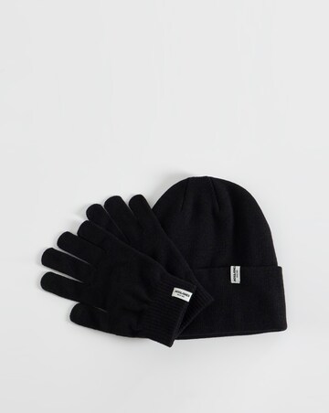 Jack & Jones Cooper Beanie & Glove Set With Gift Box - Black