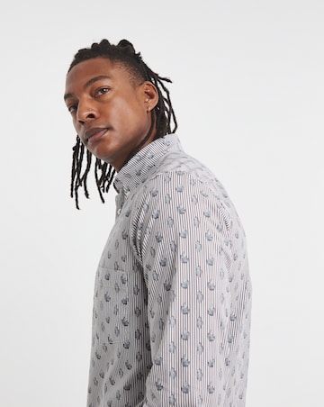 Boss Long Sleeve Cactus Print Shirt - White