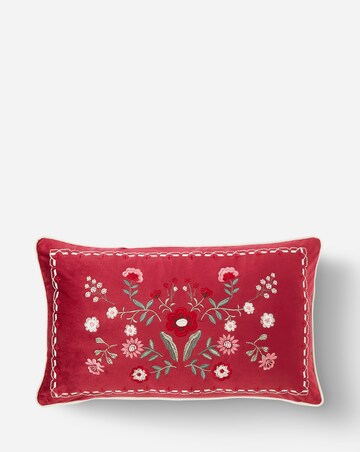 Clara Velvet Boudoir Cushion with Floral Embroidery