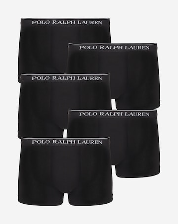 Polo Ralph Lauren Black 5 Pack Logo Waistband Trunks