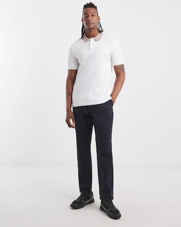 BOSS Short Sleeve Contrast Collar Polo - White