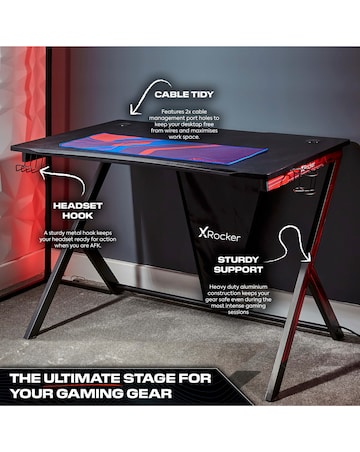 X Rocker Ocelot Gaming Desk and Saturn Junior Gaming Chair Bundle - Red