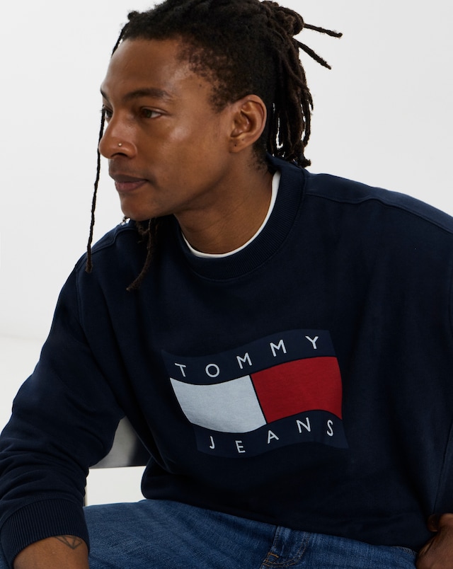 Tommy Jeans 90S Wavy Flag Crew Neck Sweat - Navy
