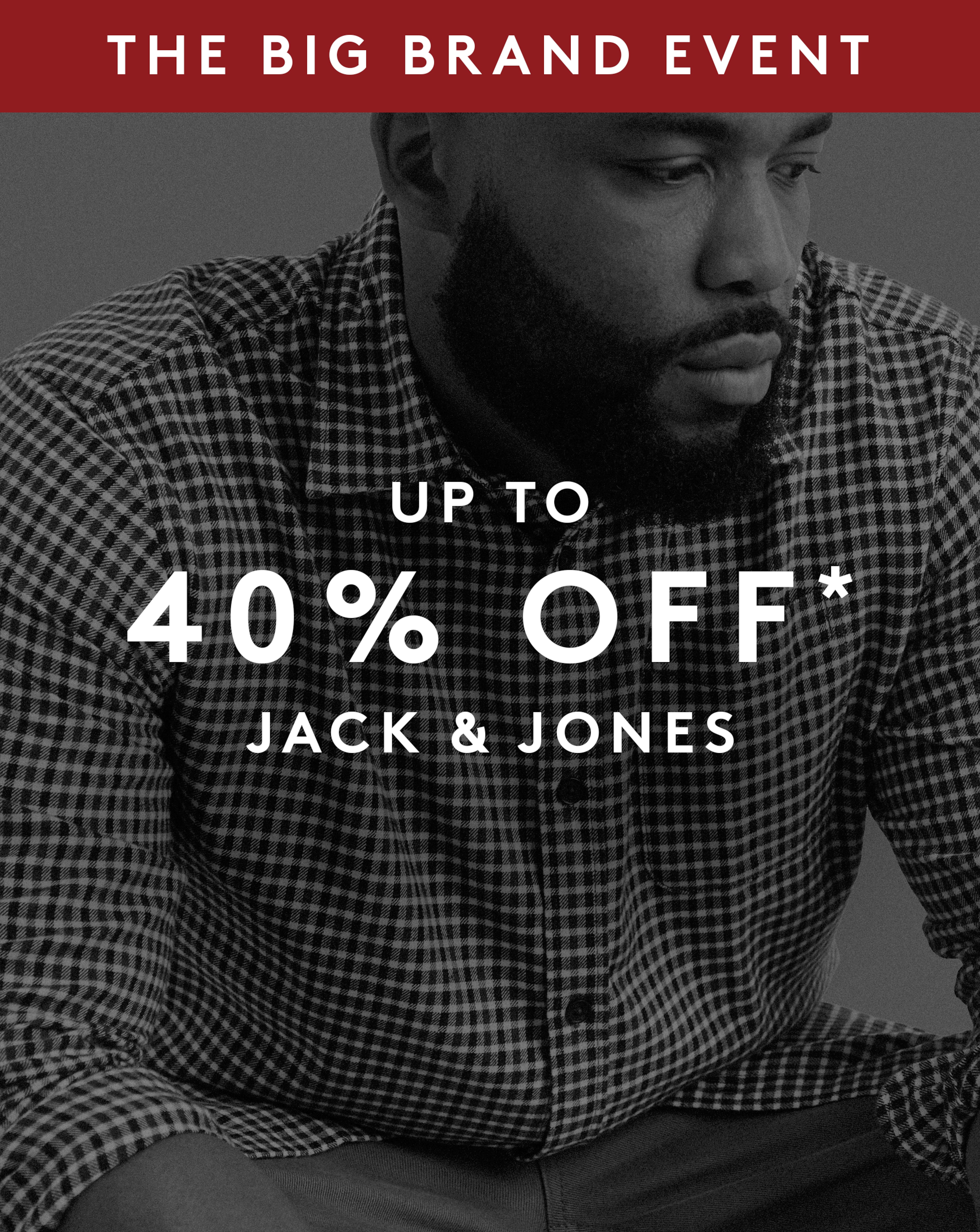 The Big Brand Event up to 40% Off* Jack & Jones. Jack & Jones Bradley Ollie Check Overshirt - Brown Multi is pictured.