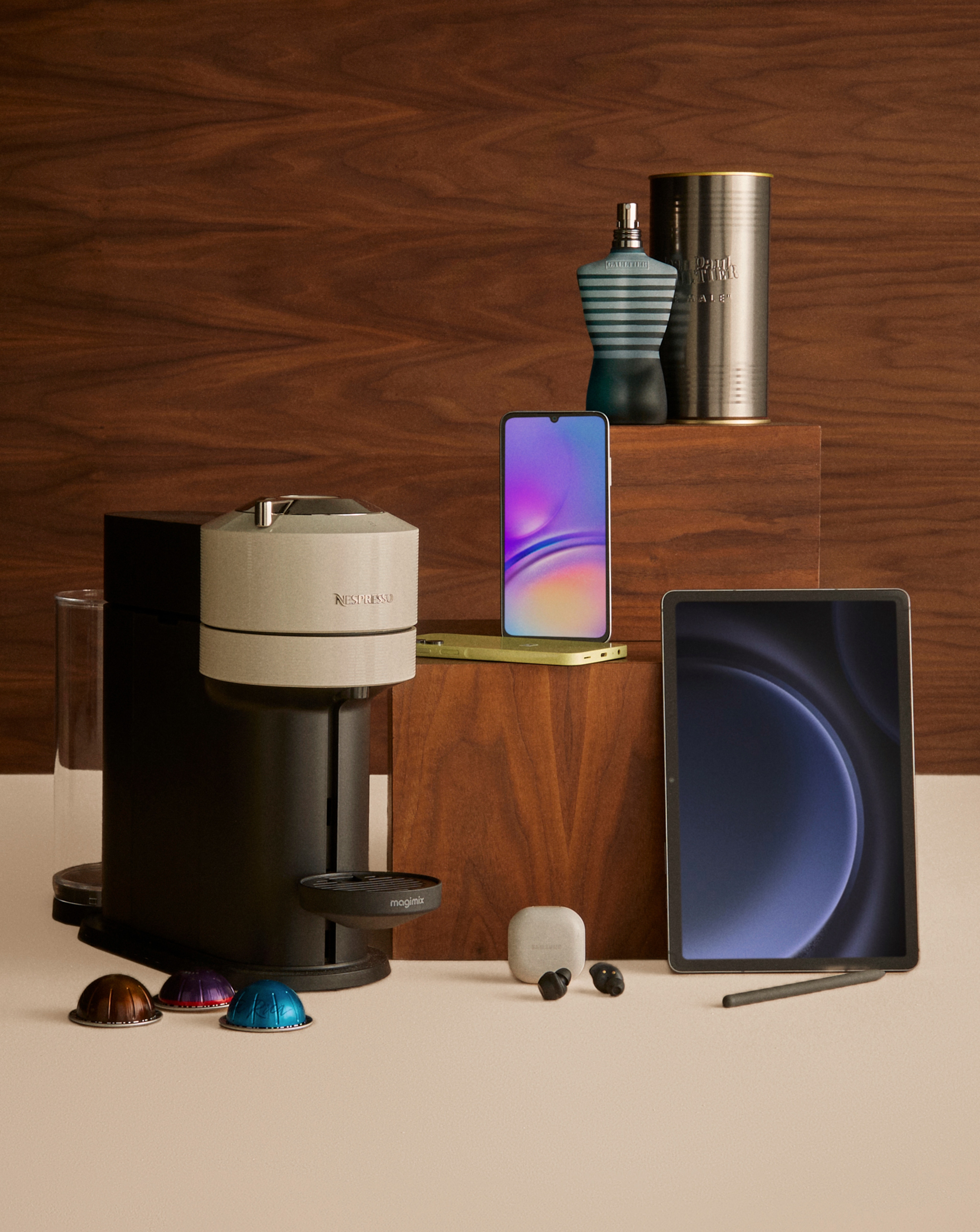 Christmas Gifting including Jean Paul Gaultier, iPhone, iPad, airpods and Nespresso coffee machine.