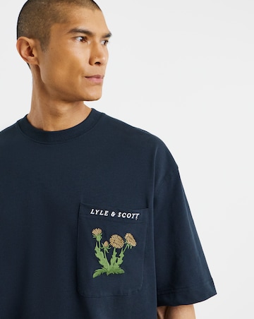 Lyle & Scott Floral Embroidery T-Shirt - Dark Navy