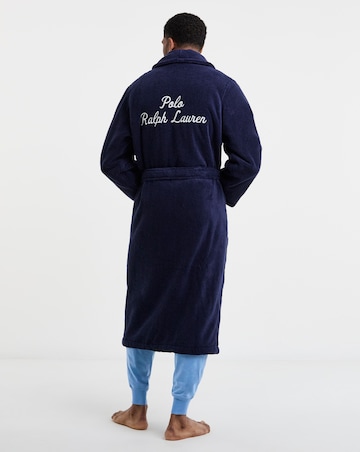 Polo Ralph Lauren Script Shawl Collar Robe - Navy