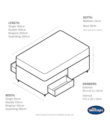 Silentnight 1000 Pocket Ortho Divan with 2 Drawers