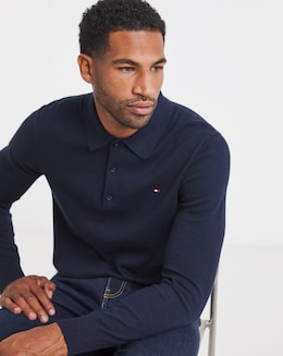 Tommy Hilfiger Cotton Cashmere Long Sleeve Polo - Navy