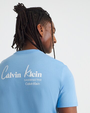 Calvin Klein Jeans Short Sleeve Script Back Graphic T-Shirt - Blue