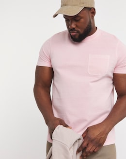 Garment Dyed Pocket T-Shirt Long Length- Pink