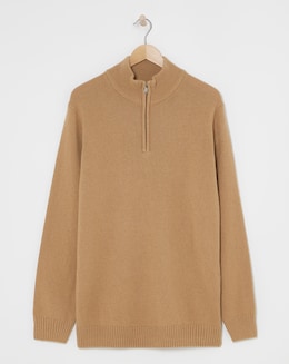 Tan Lambswool Funnel Neck