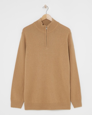 Tan Lambswool Funnel Neck