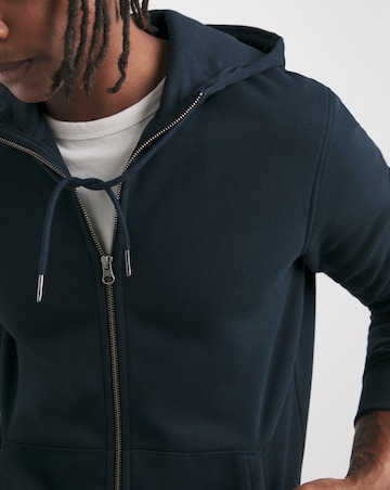 Full Zip Hoodie Extra Long Length- Navy