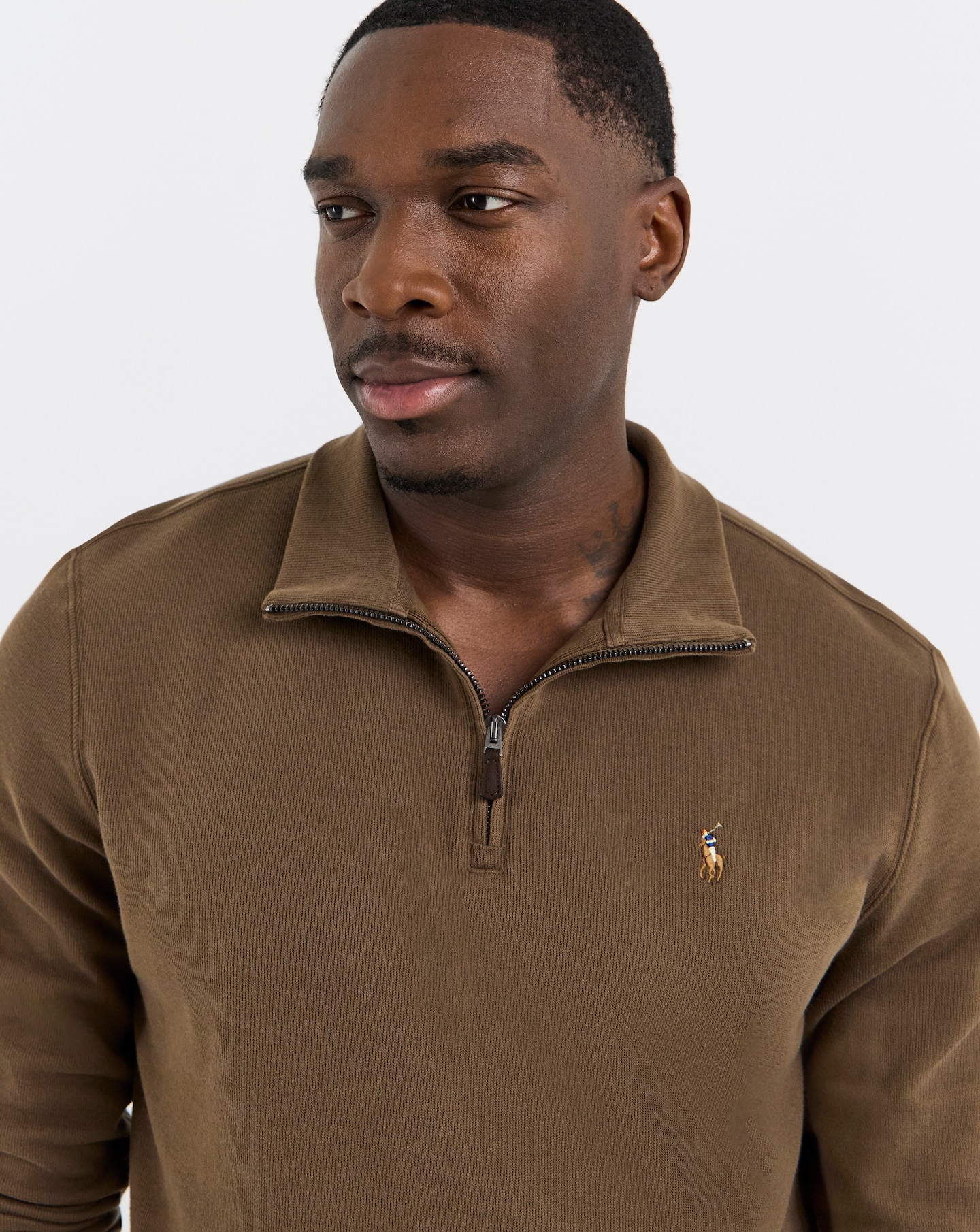 Polo Ralph Lauren Estate Rib 1/4 Zip Pullover - Chestnut | Jacamo