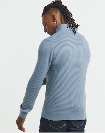 Tommy Hilfiger Cotton Cashmere 1/4 Zip Jumper - Blue