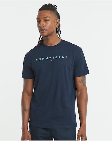 Tommy Jeans Short Sleeve Linear Contrast Logo T-Shirt - Navy