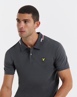 Lyle & Scott Short Sleeve Striped Tipped Polo - Gunmetal