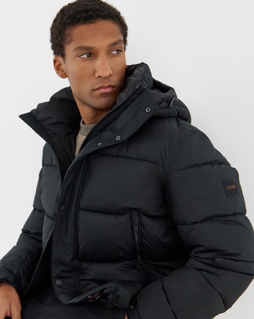 BOSS Hooded Puffer Jacket - Black