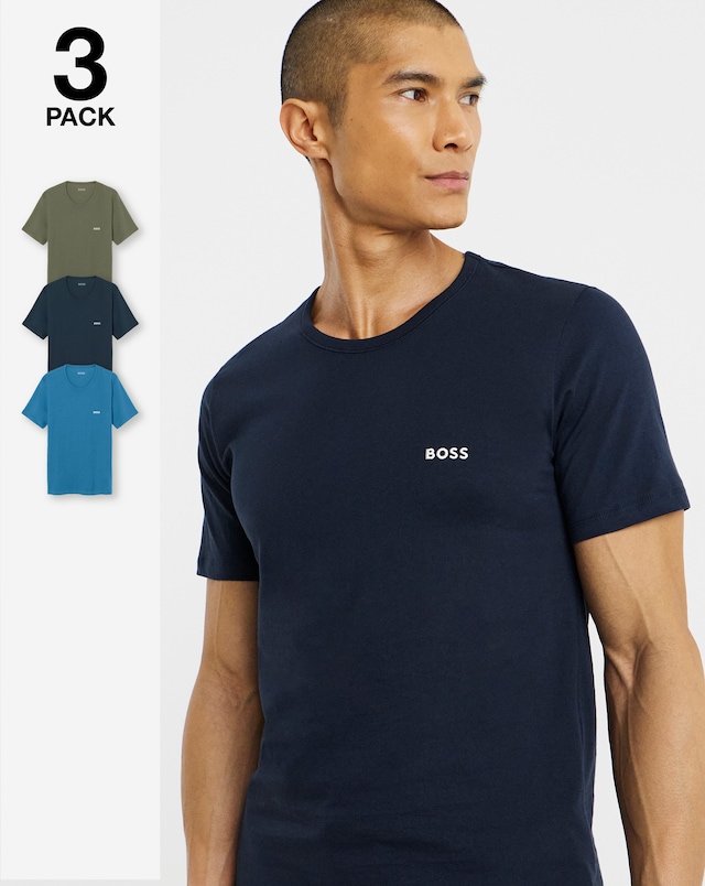 BOSS 3 Pack Short Sleeve Lounge T-Shirt - Blue
